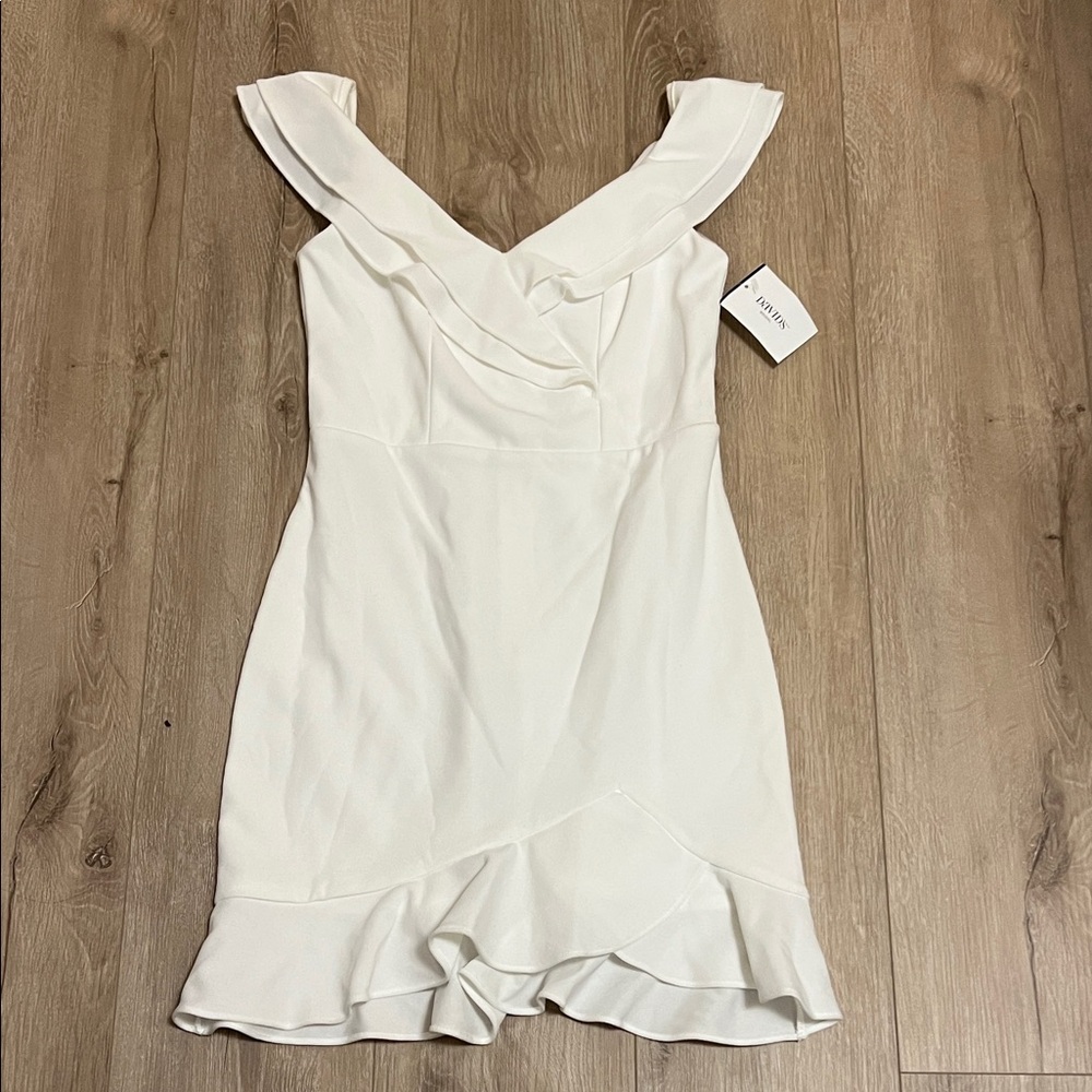 City Triangles Off-White Ruffle Mini Dress